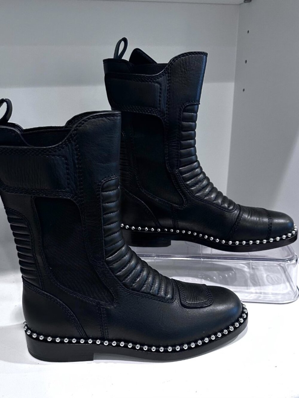 Brand New in Box Alexander Wang Black Leather Boots, Size 38 - Picture 3 of 14